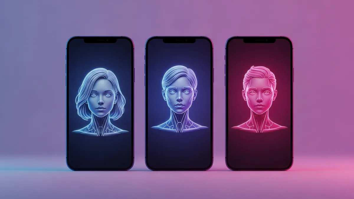 AI girlfriend apps reviewed after 30 days — three smartphones each showing a glowing AI companion avatar, honest comparison test 2026 AI girlfriend apps reviewed after 30 days — three smartphones each showing a glowing AI companion avatar, honest comparison test 2026