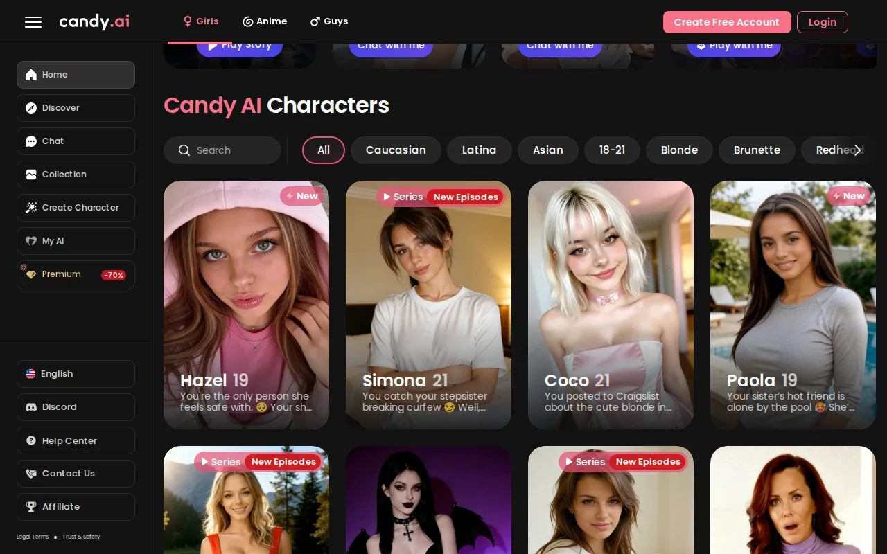Candy AI interface (2026)