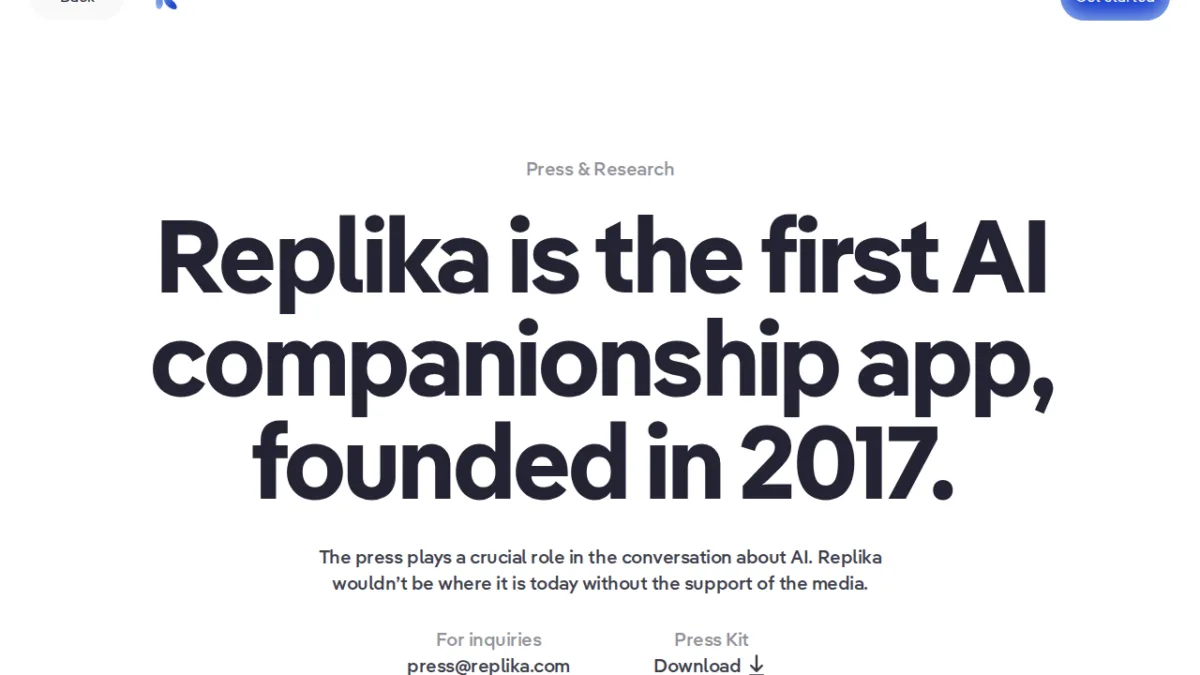 Replika interface (2026)