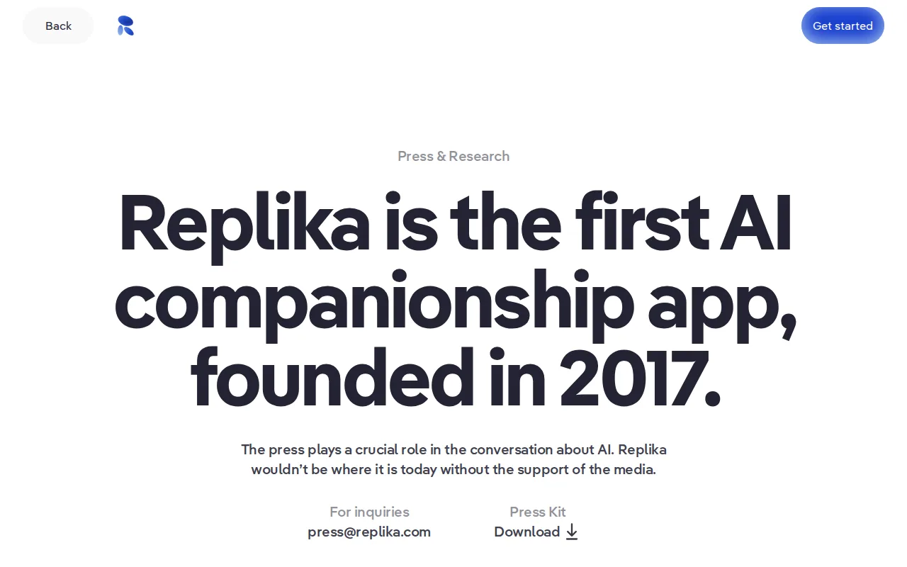 Replika interface (2026)