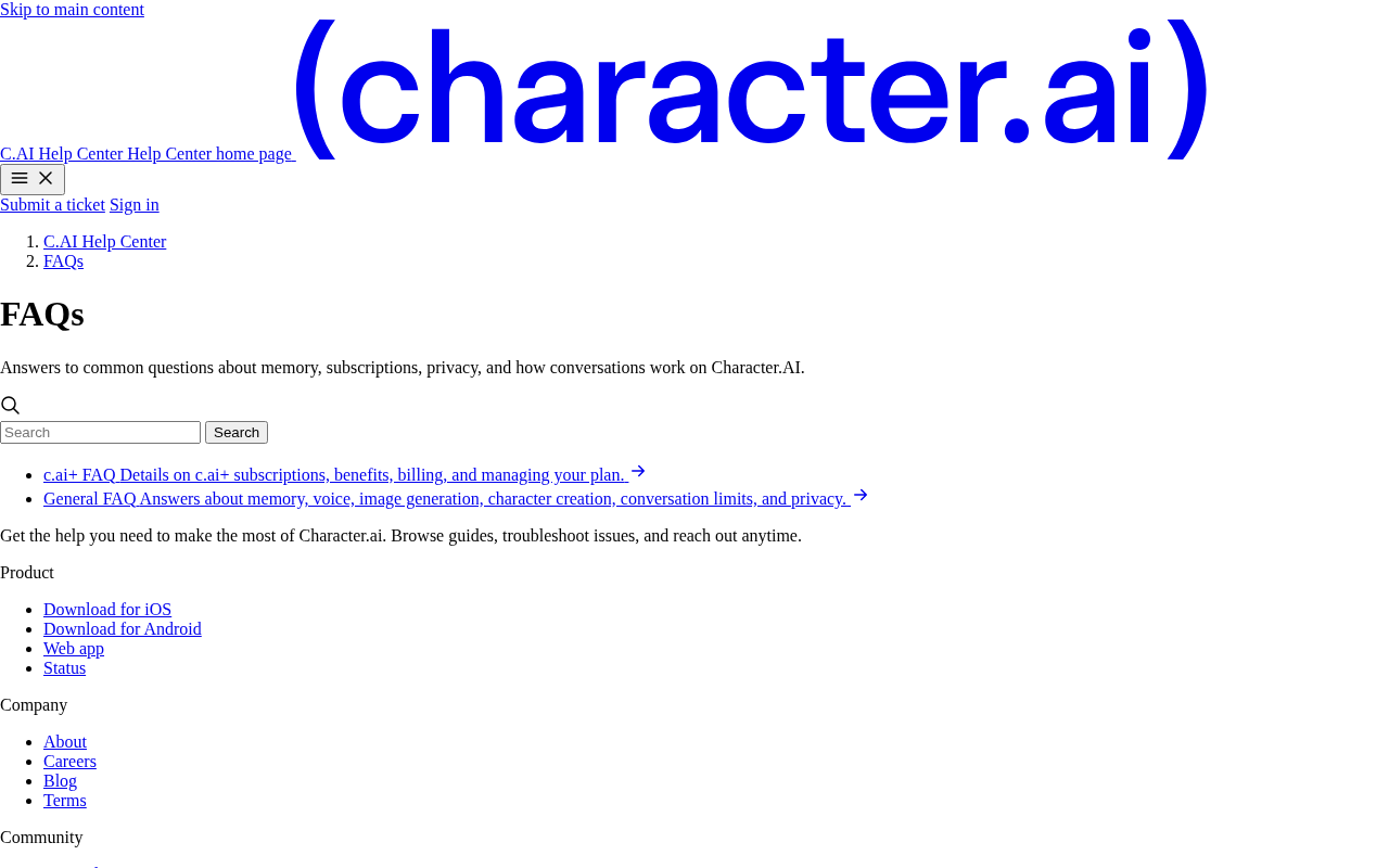 Character.AI interface (2026)