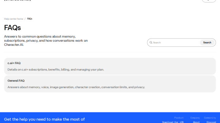 Character.AI interface (2026)