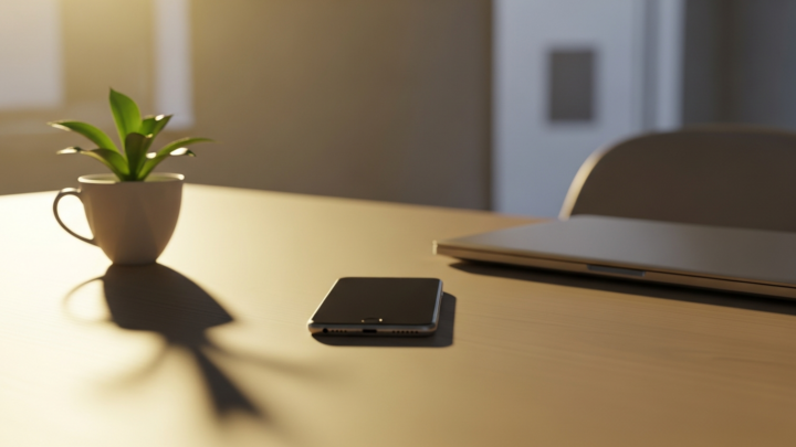 Person sitting alone at home at night using an AI companion app on a phone for comfort